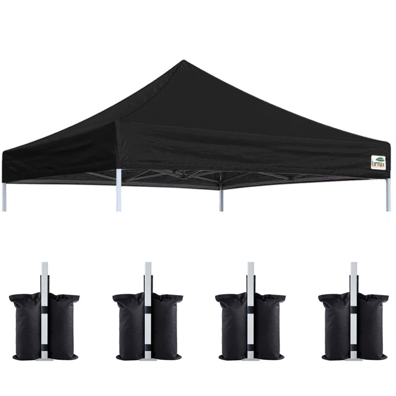 Eurmax USA New 10x10 Pop Up Canopy Replacement Canopy Tent Top Cover, Instant Canopy Top Cover ONLY, Choose 30 Colors,Bonus 4PC Pack Weight Bag (Black) - Image 1